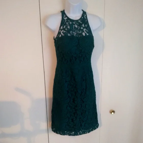 J Crew women's green lace sleeveless dress size 00